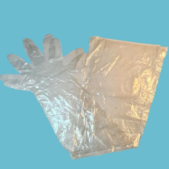 Extra Long Clear Plastic Arm Length Gloves 1 Pair - Picture 1 of 3